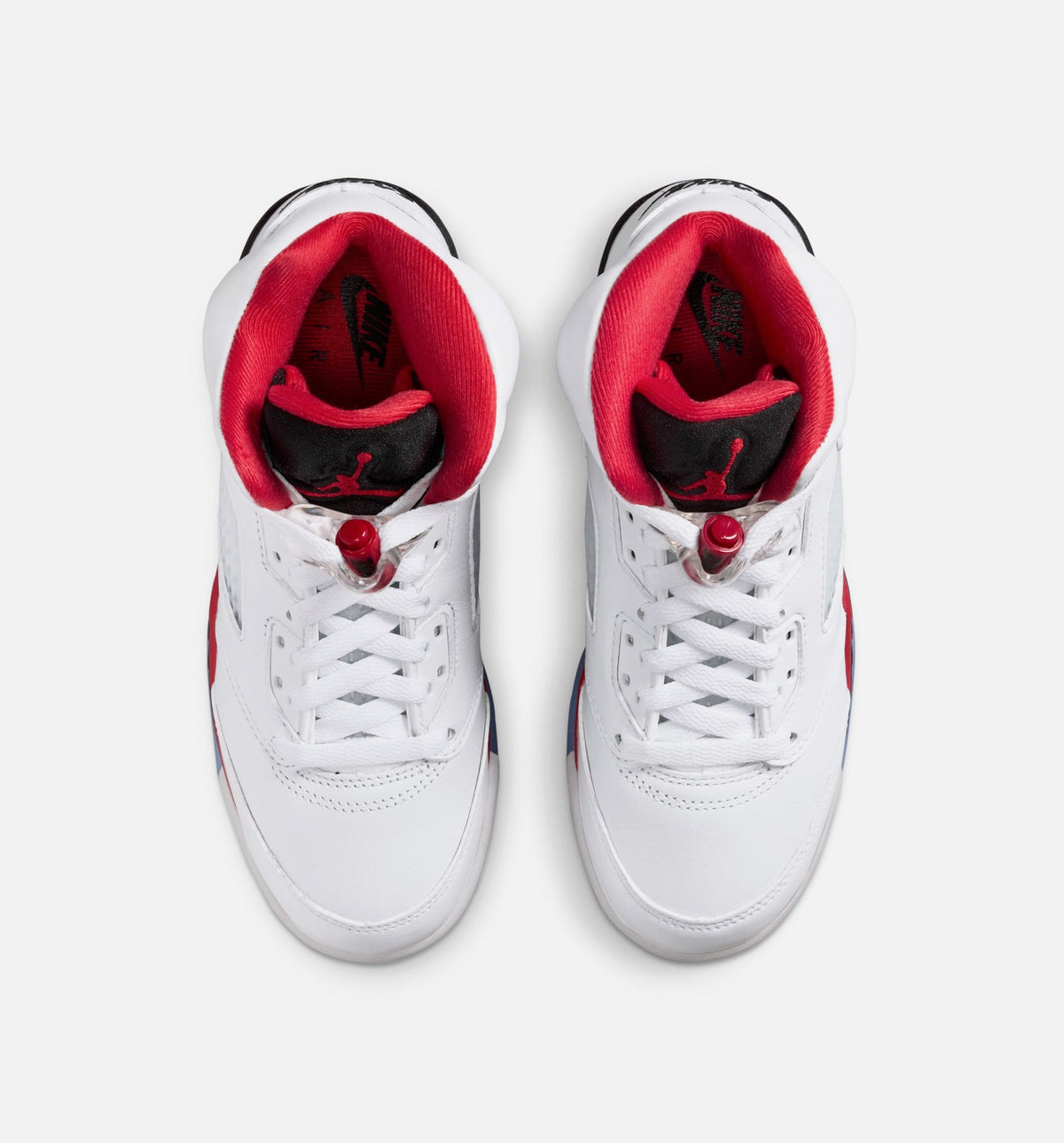 Air Jordan 5 Retro Fire Red 小学生生活方式运动鞋 - 白色/火焰红/黑色