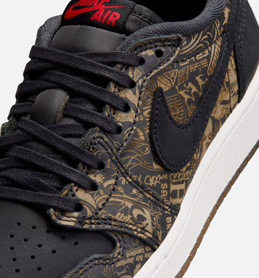 Air Jordan 1 Retro Low OG Laser - 青少年生活方式运动鞋（黑/红/峰白）