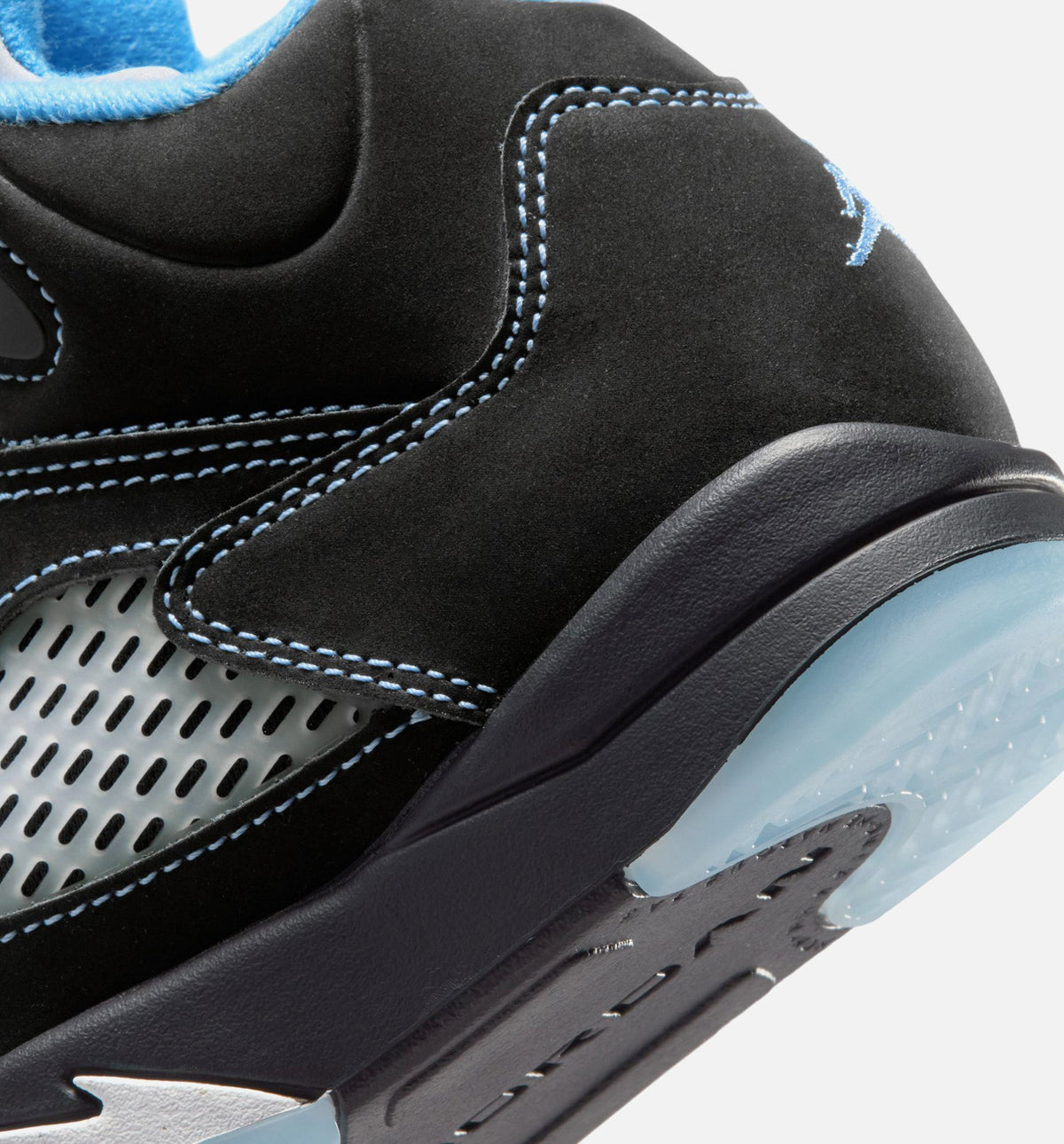 Air Jordan 5 Retro Black Carolina 学前儿童生活方式运动鞋 - 黑色/大学蓝/白色