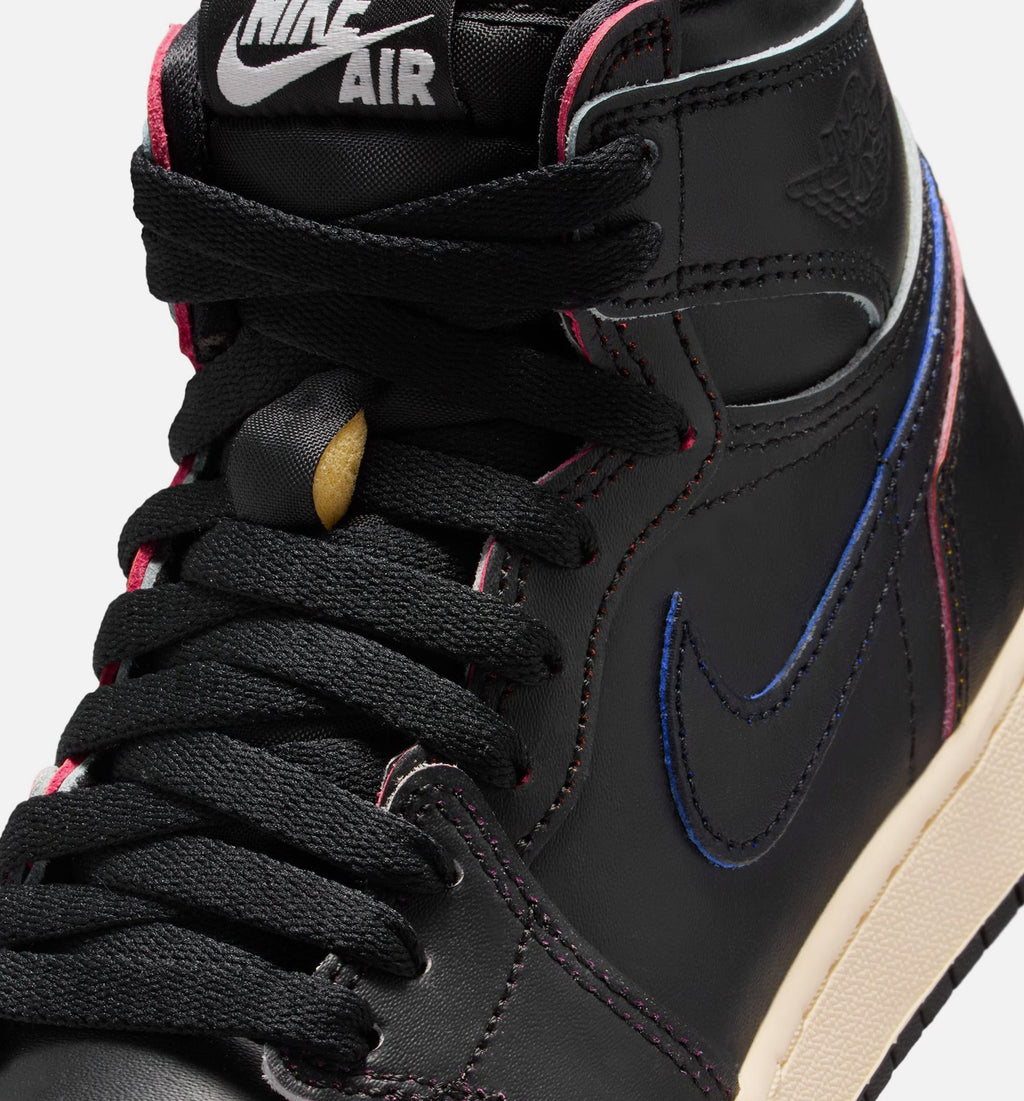 Air Jordan 1 Retro High OG Black and Muslin - 青少年生活方式运动鞋（黑/亚麦白）