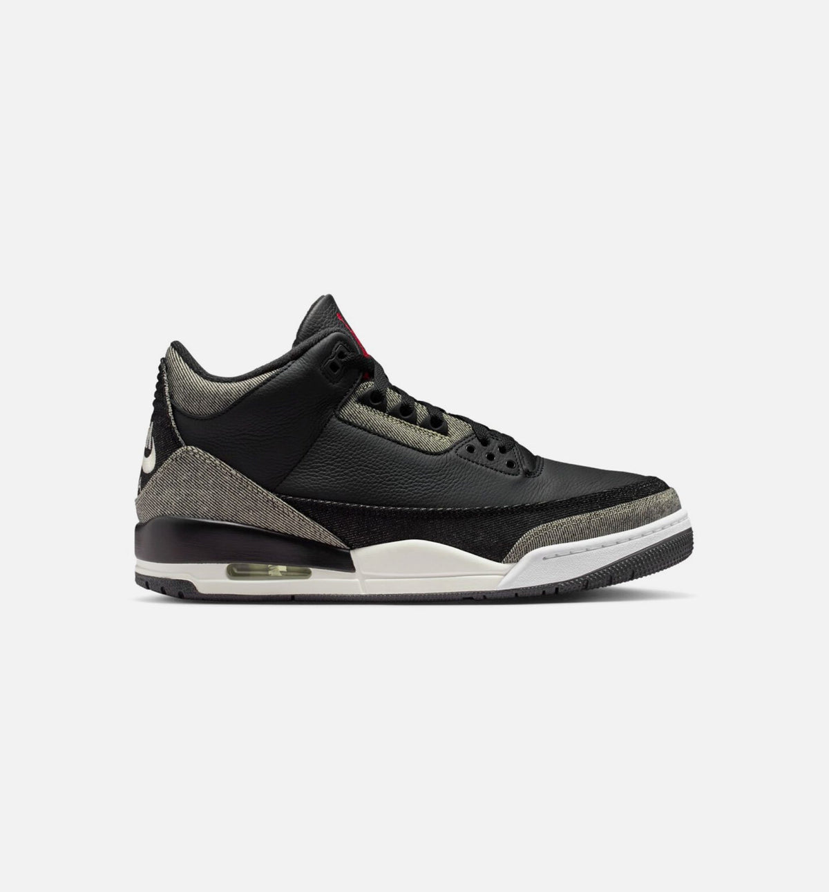 Air Jordan 3 x Levi's Black and White 男款生活方式运动鞋 - 牛仔布/黑色/健身红