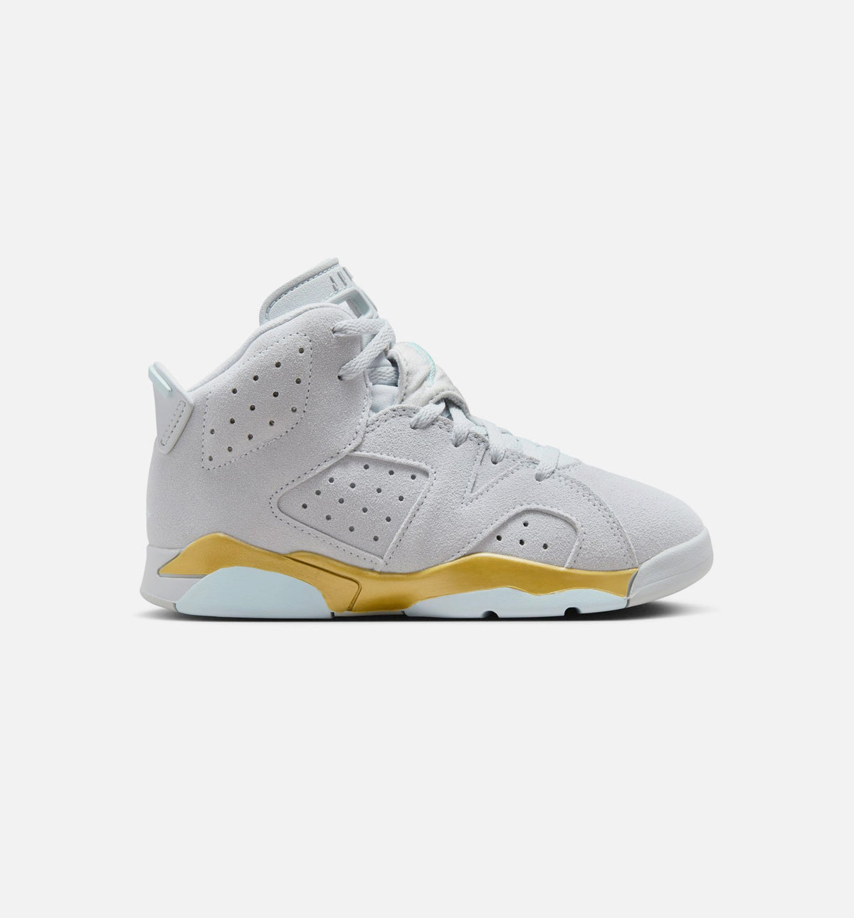 Air Jordan 6 Retro Pearl - 学前儿生活方式运动鞋（纯铂/冒川蓝/金属金）