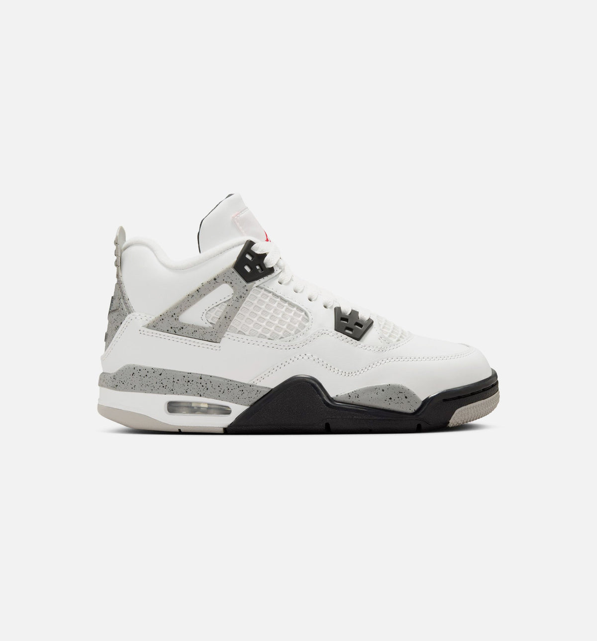 Air Jordan 4 Retro White Cement 小学生生活方式运动鞋 - 峰峰白/火焰红/水泥灰/黑色