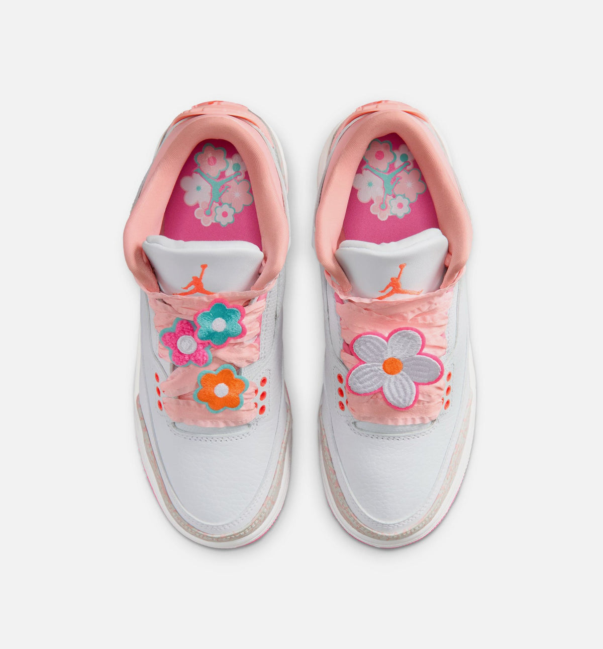 Air Jordan 3 Retro Spring Flowers - 青少年生活方式运动鞋（珍珠粉/粉花红/粉红发光/超烁橙）