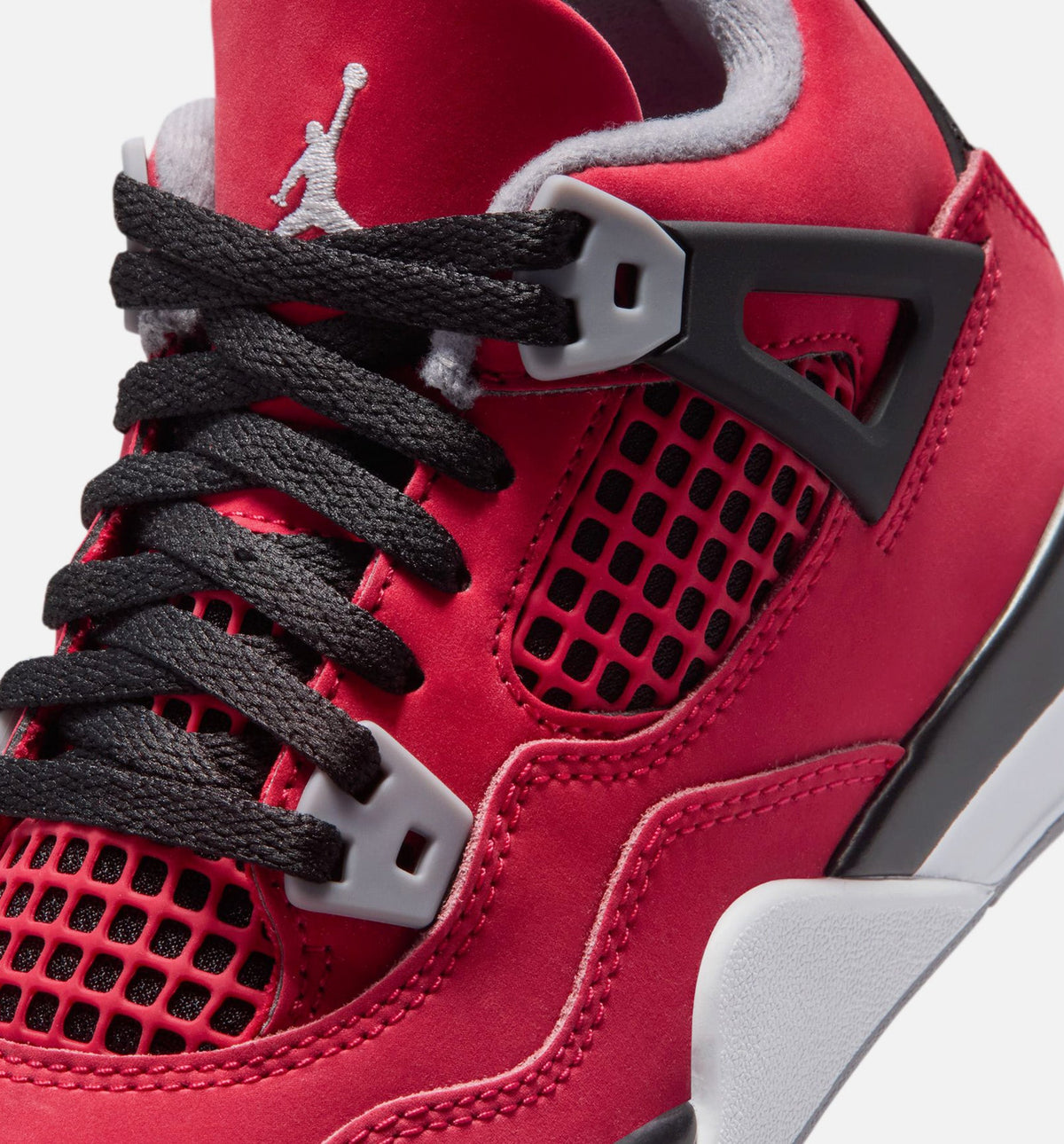 Air Jordan 4 Retro Toro Bravo 学前儿童生活方式运动鞋 - 火焰红/白色/黑色/水泥灰