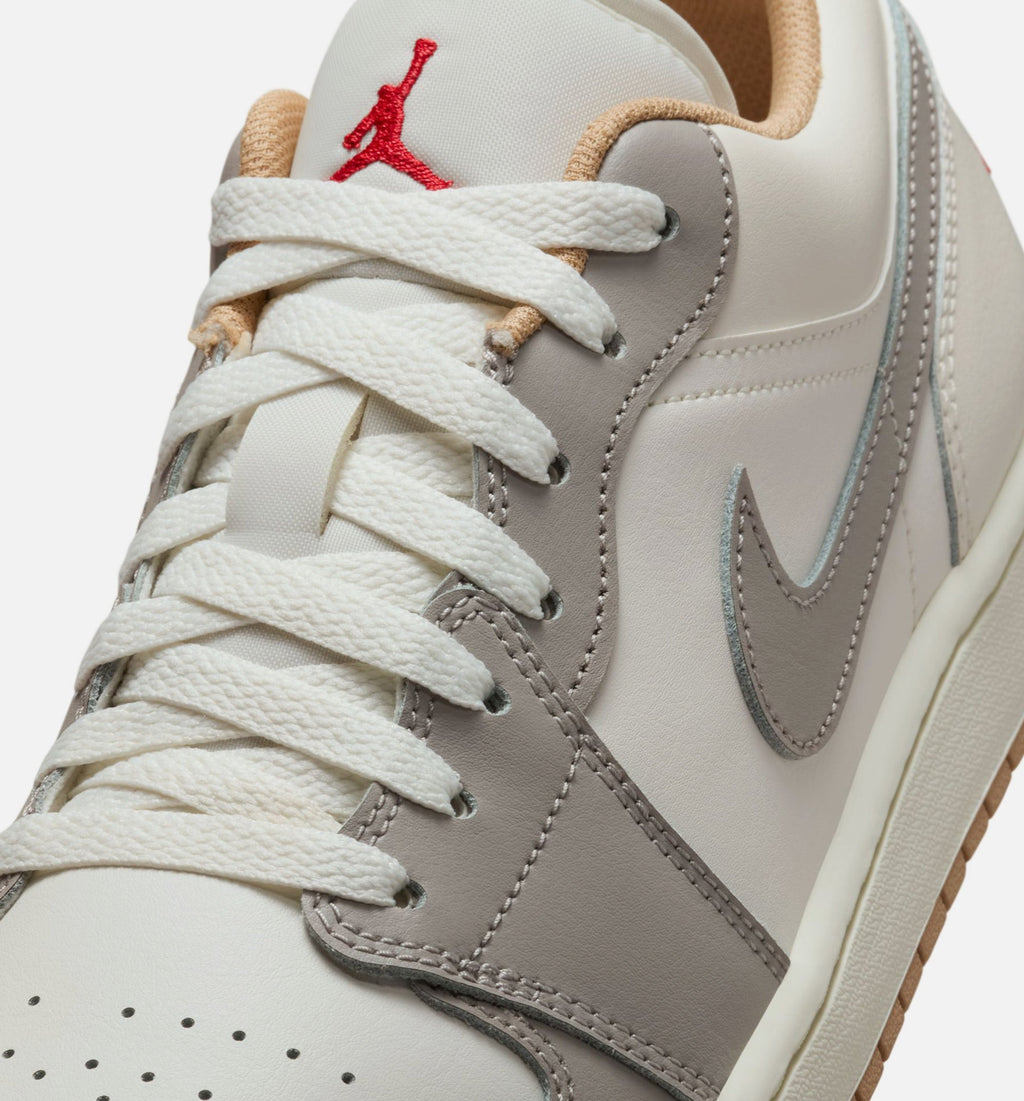 Air Jordan 1 Low - 男款生活方式运动鞋（帆布白/火焰红/学院灰/麻黄）