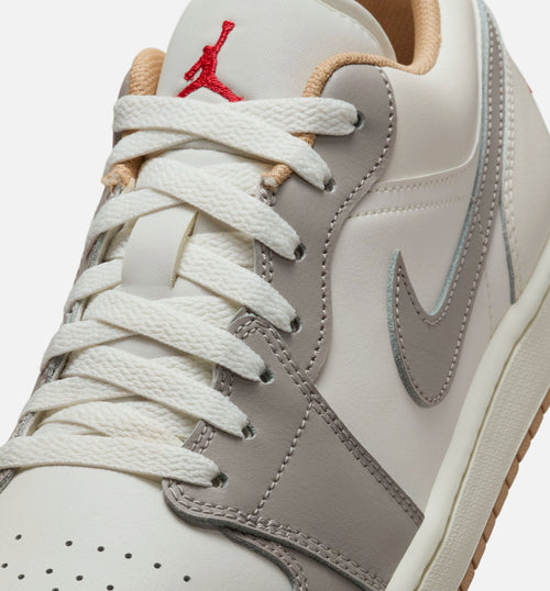Air Jordan 1 Low - 男款生活方式运动鞋（帆布白/火焰红/学院灰/麻黄）