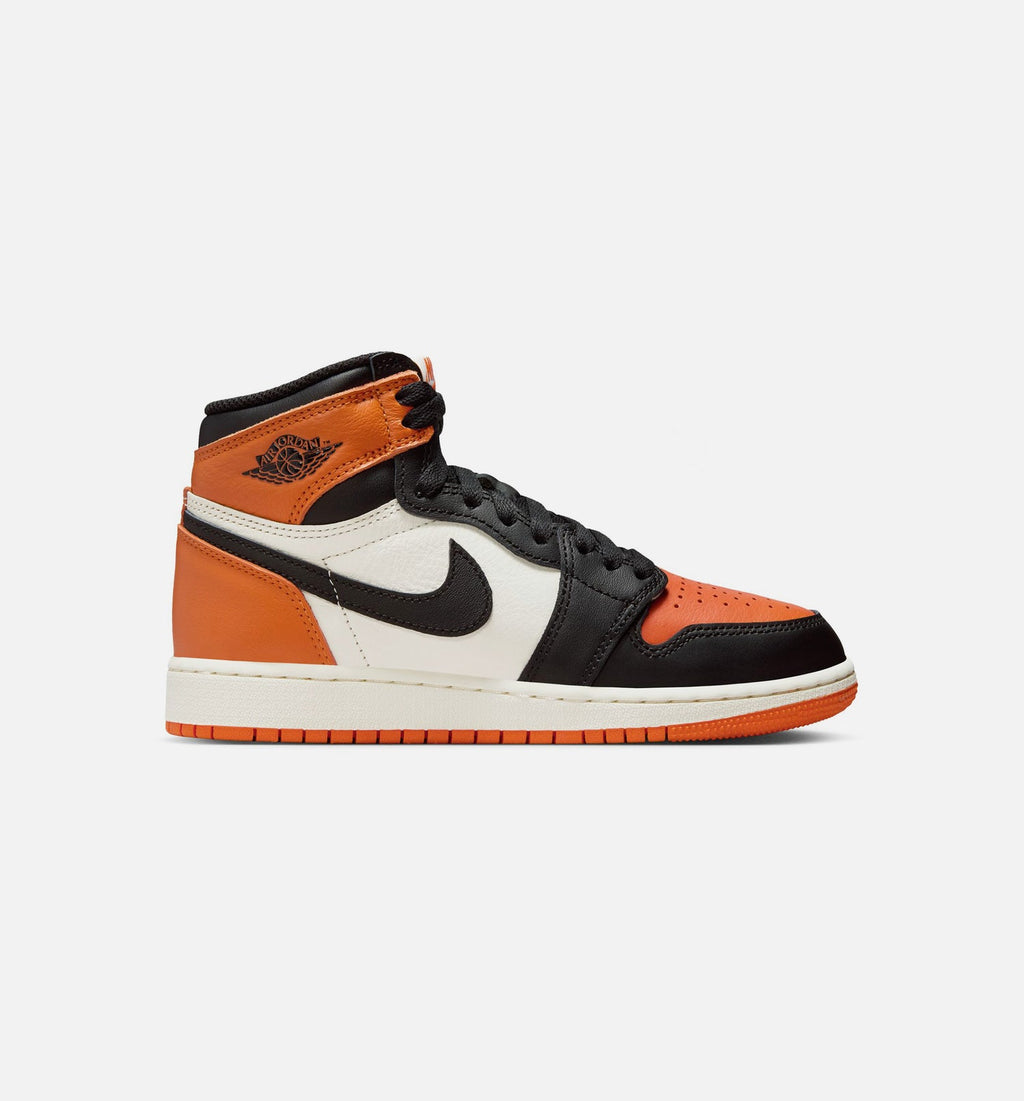 Air Jordan 1 Retro High OG Shattered Backboard - 青少年生活方式运动鞋（黑/帆布白/海星橙）