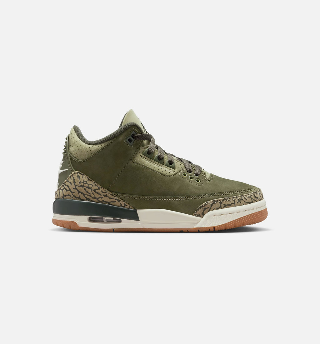 Air Jordan 3 Retro Medium Olive - 青少年生活方式运动鞋（中橄榄绿/巫杆森综/中性橄榄/帆布白）