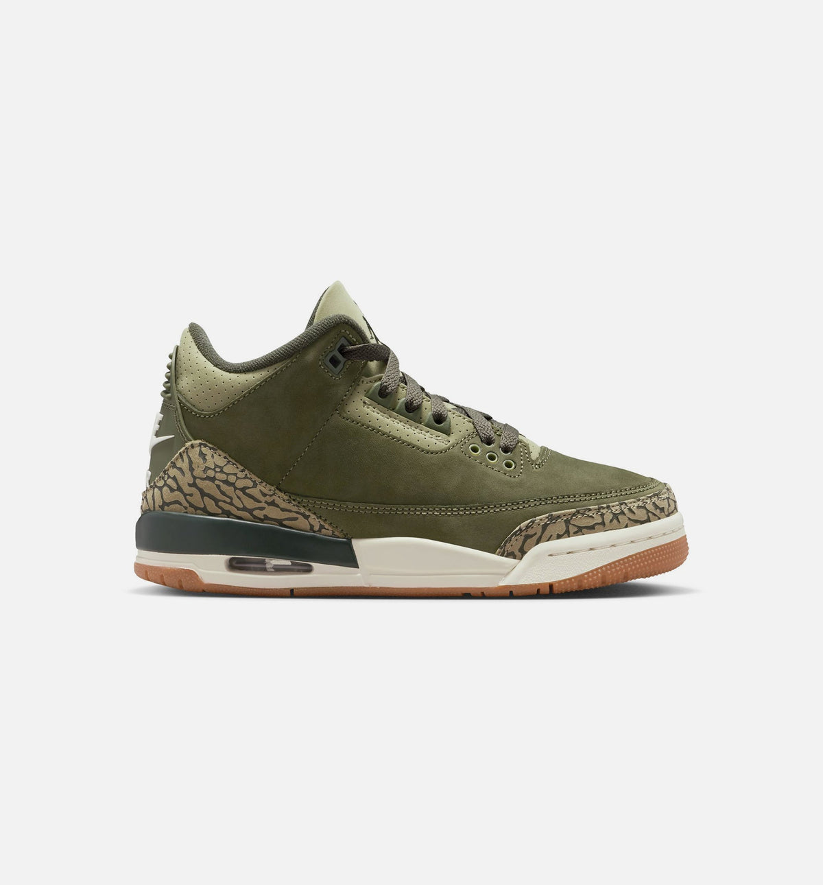 Air Jordan 3 Retro Medium Olive - 青少年生活方式运动鞋（中橄榄绿/巫杆森综/中性橄榄/帆布白）