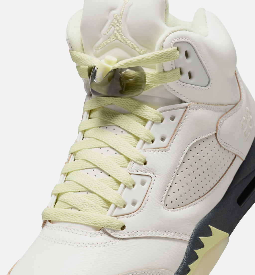 Air Jordan 5 Retro Luminous Green and Sail - 女款生活方式运动鞋（帆布白/荧光绿/深灰）