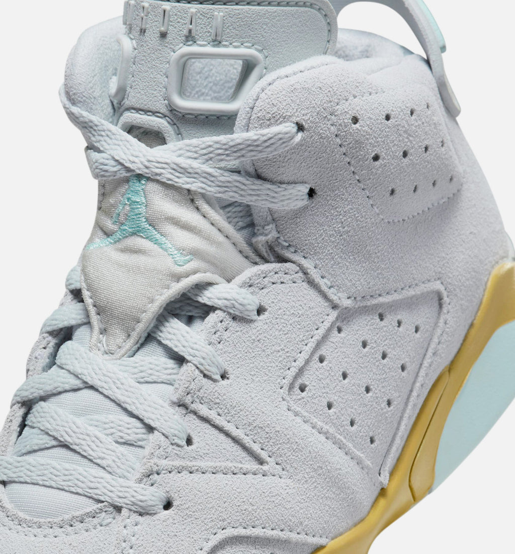 Air Jordan 6 Retro Pearl - 学前儿生活方式运动鞋（纯铂/冒川蓝/金属金）
