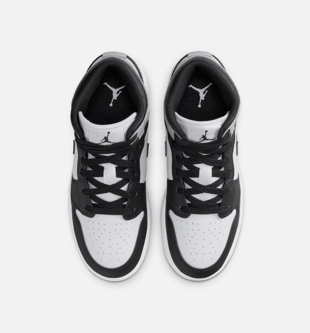 Air Jordan 1 Mid - 青少年生活方式运动鞋（白/淡烟灰/黑）