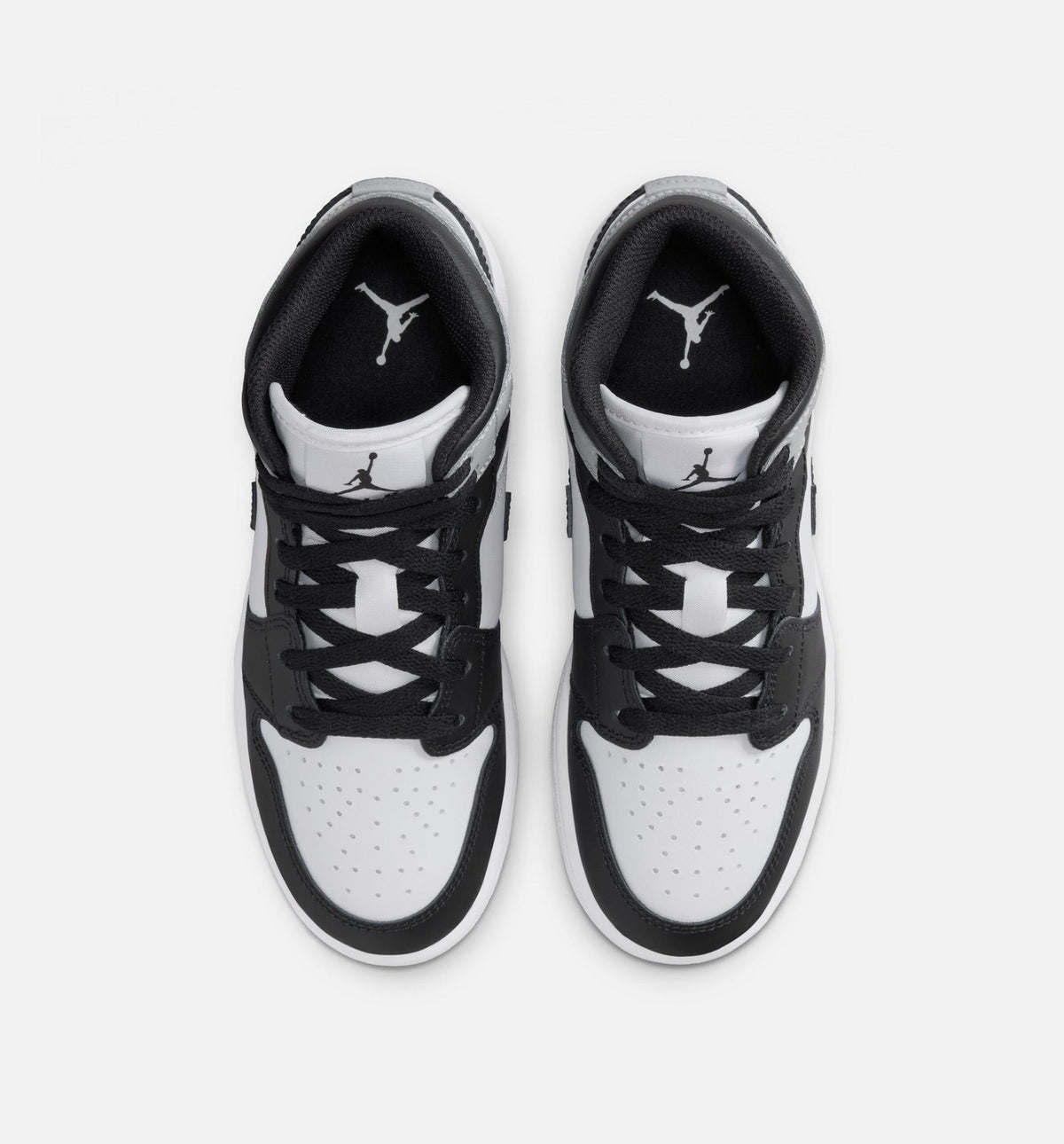 Air Jordan 1 Mid - 青少年生活方式运动鞋（白/淡烟灰/黑）