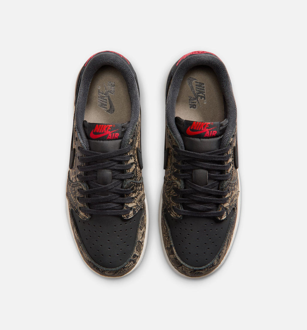 Air Jordan 1 Retro Low OG Laser - 青少年生活方式运动鞋（黑/红/峰白）