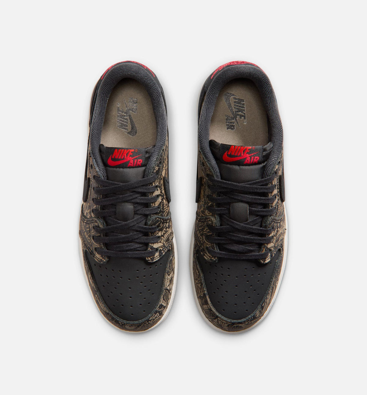 Air Jordan 1 Retro Low OG Laser - 青少年生活方式运动鞋（黑/红/峰白）