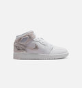 Air Jordan 1 Mid SE - 青少年生活方式运动鞋（白/原野银）