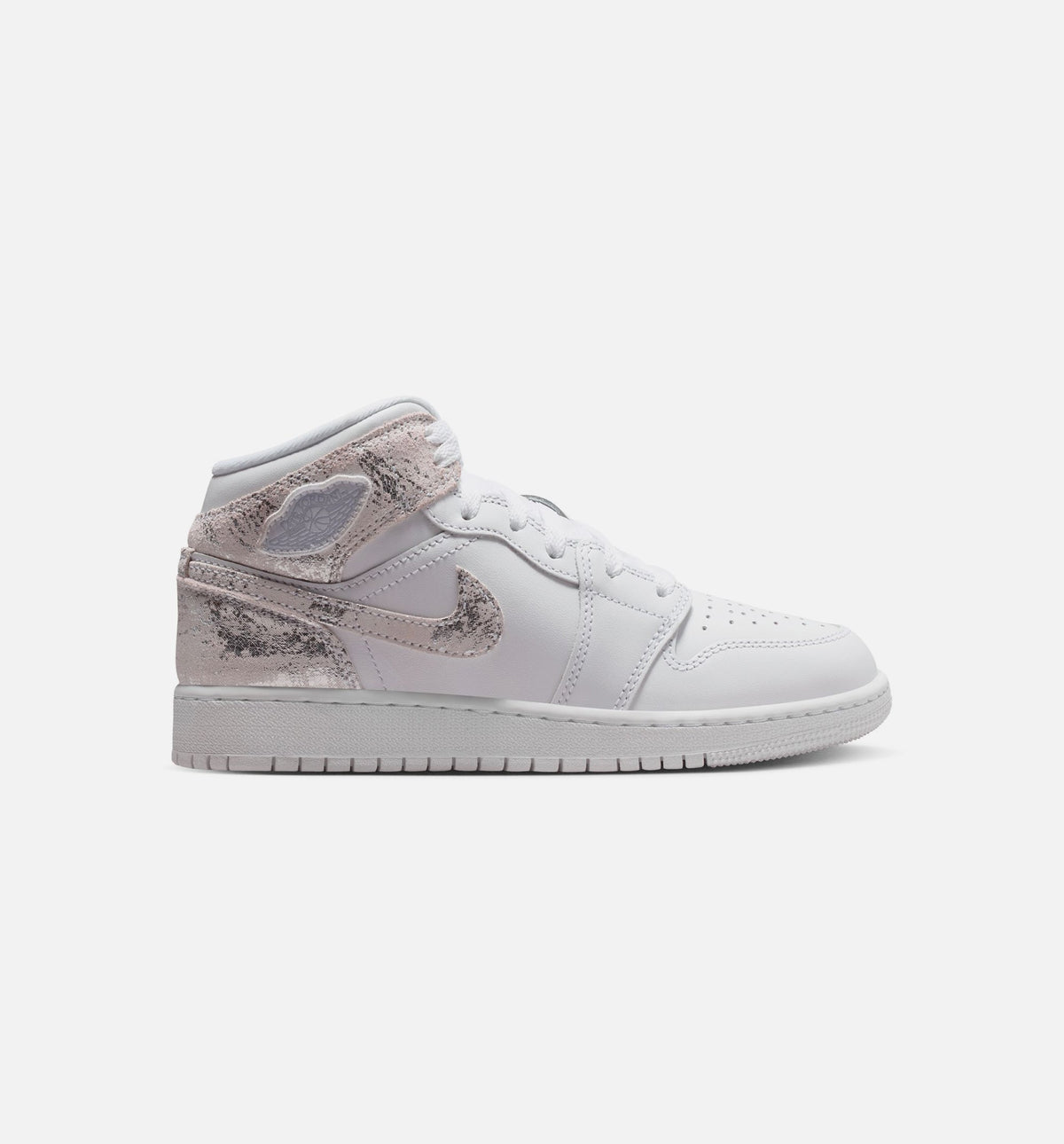 Air Jordan 1 Mid SE - 青少年生活方式运动鞋（白/原野银）