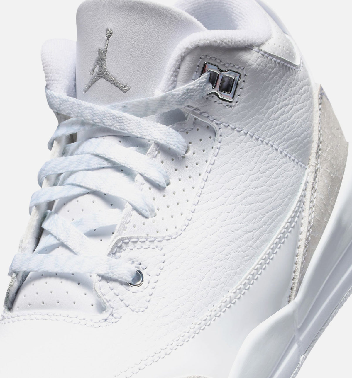 Air Jordan 3 Retro White and Silver 学前儿童生活方式运动鞋 - 白色/金属银