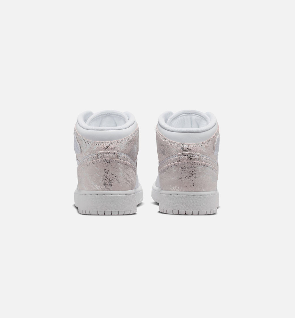Air Jordan 1 Mid SE - 青少年生活方式运动鞋（白/原野银）
