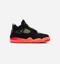 Air Jordan 4 Retro Black Infrared 23 学前儿童生活方式运动鞋 - 黑色/燭红色/芒果橙