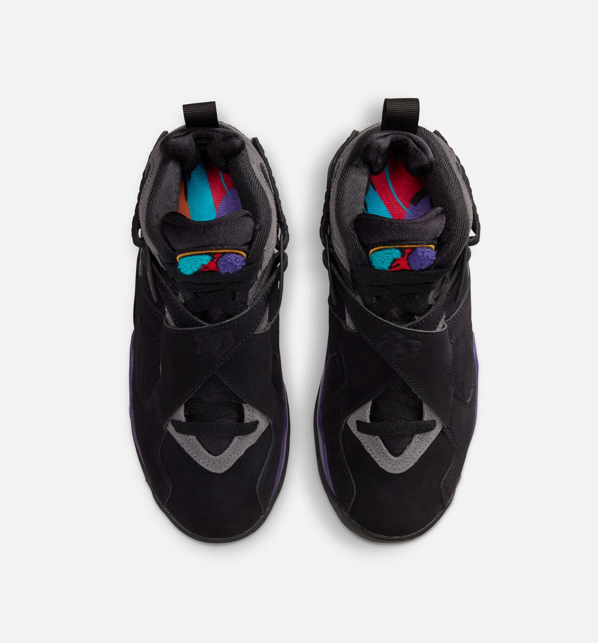 Air Jordan 8 Retro Aqua 小学生生活方式运动鞋 - 黑色/多色/亮光锡色