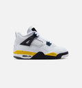 Air Jordan 4 Retro Rare Air Tour Yellow 小学生生活方式运动鞋 - 白色/深蓝灰/黑色/巡回黄