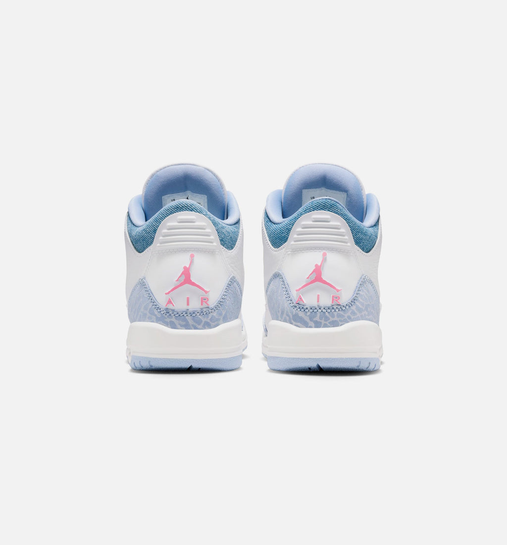 Air Jordan 3 Retro Cobalt Bliss - 青少年生活方式运动鞋（白/鈕蓝/足球灰/粉红发光）