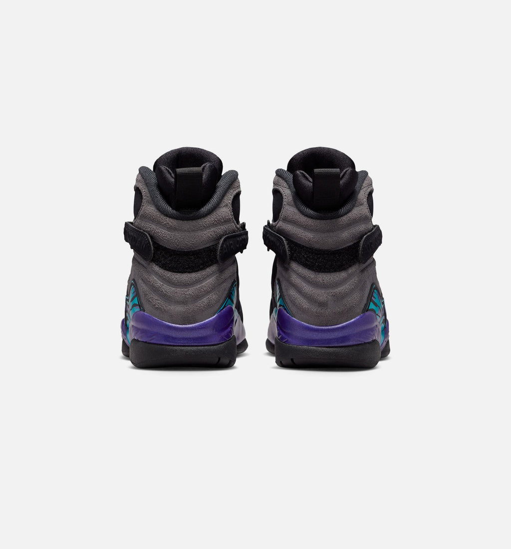 Air Jordan 8 Retro Aqua 小学生生活方式运动鞋 - 黑色/多色/亮光锡色