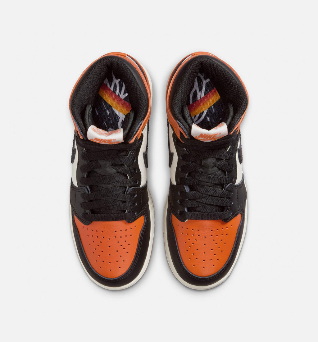 Air Jordan 1 Retro High OG Shattered Backboard - 青少年生活方式运动鞋（黑/帆布白/海星橙）