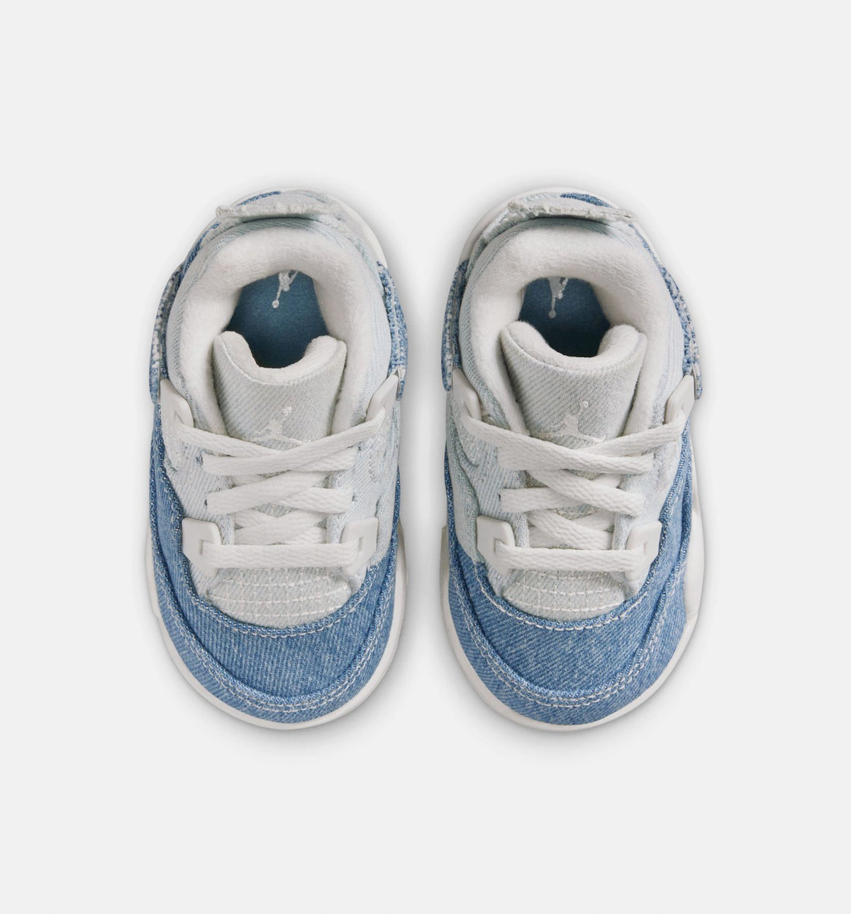 Air Jordan 4 Retro Worn Blue 婴幼儿生活方式运动鞋 - 帆布白/夏旧蓝/金色