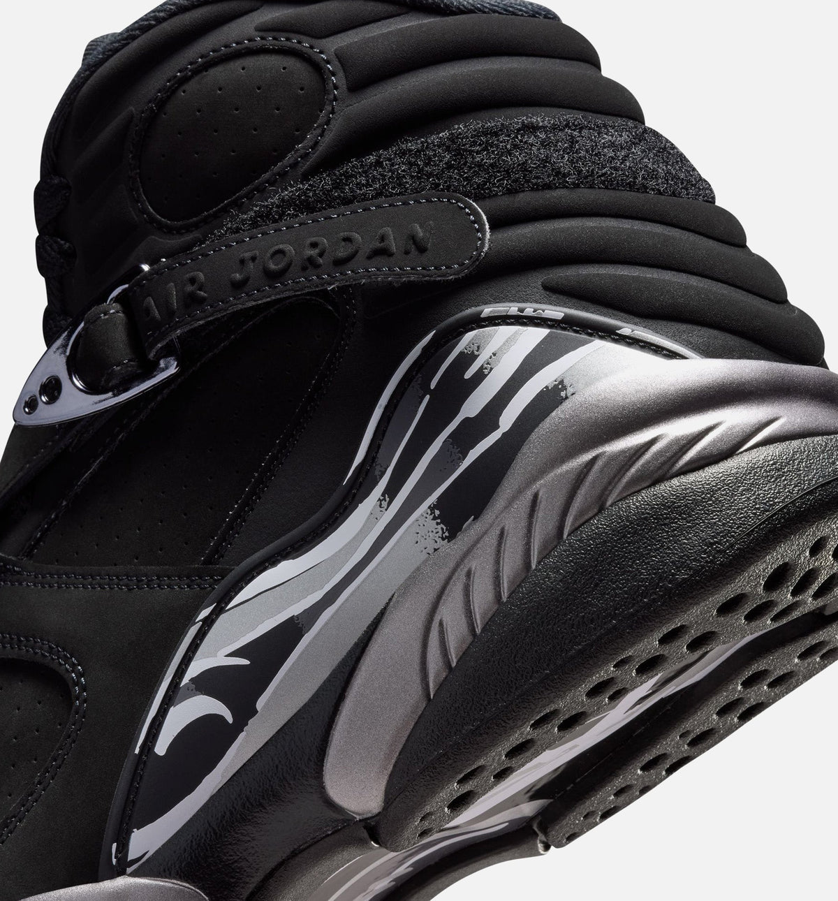 Air Jordan 8 Retro Chrome Black And Light Graphite 男款生活方式运动鞋 - 黑色/白色/淡石墨