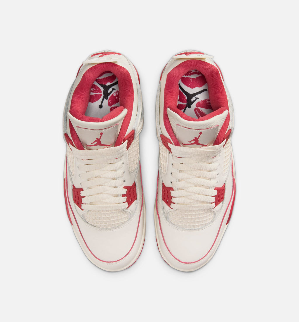 Air Jordan 4 Retro Valentine's Day 女款生活方式运动鞋 - 淡象牙/閅山红/激红