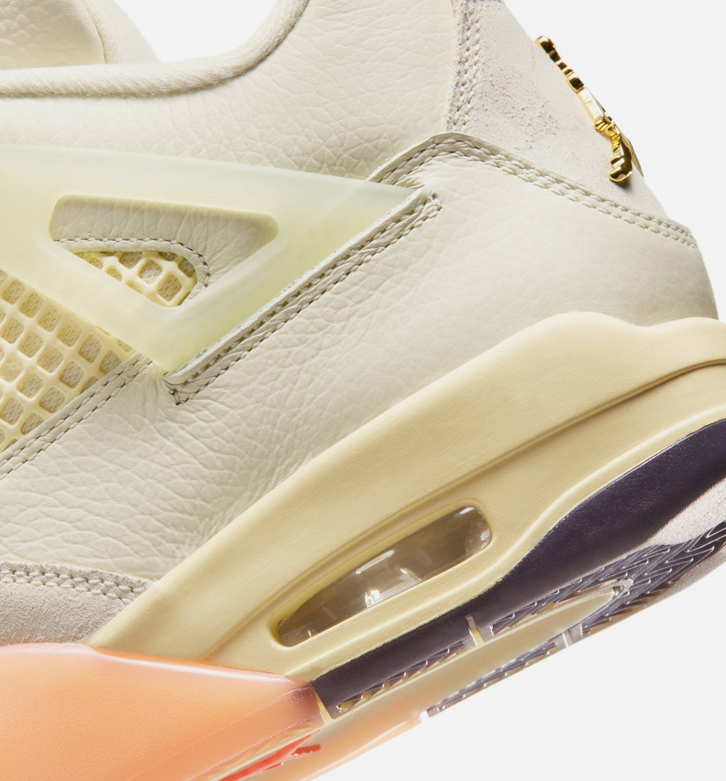 Air Jordan 4 Retro Birds of Paradise 女款生活方式运动鞋 - 椒奶/金色/沙麻/芒果橙/日晏色/黑
