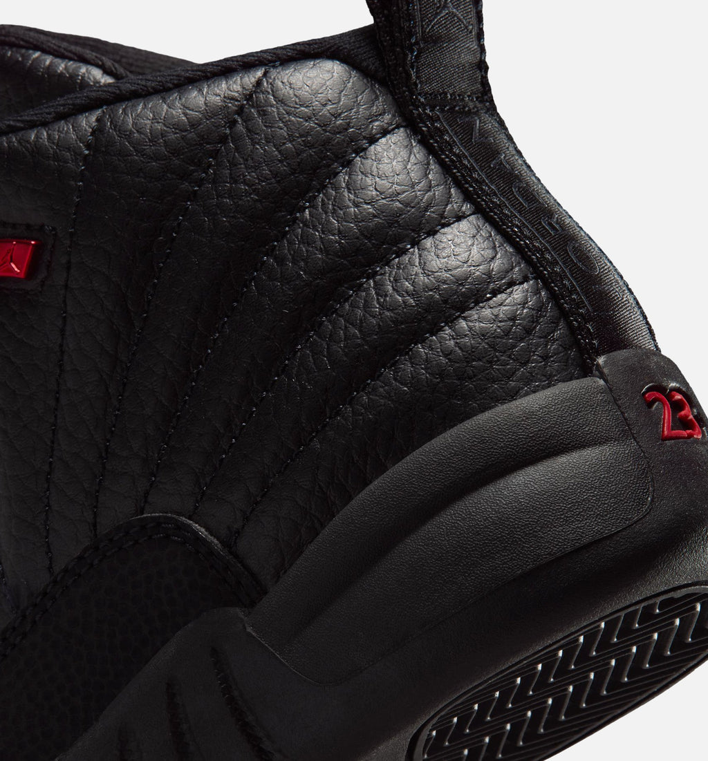 Air Jordan 12 Retro Bloodline 学前儿童生活方式运动鞋 - 黑色/校服红