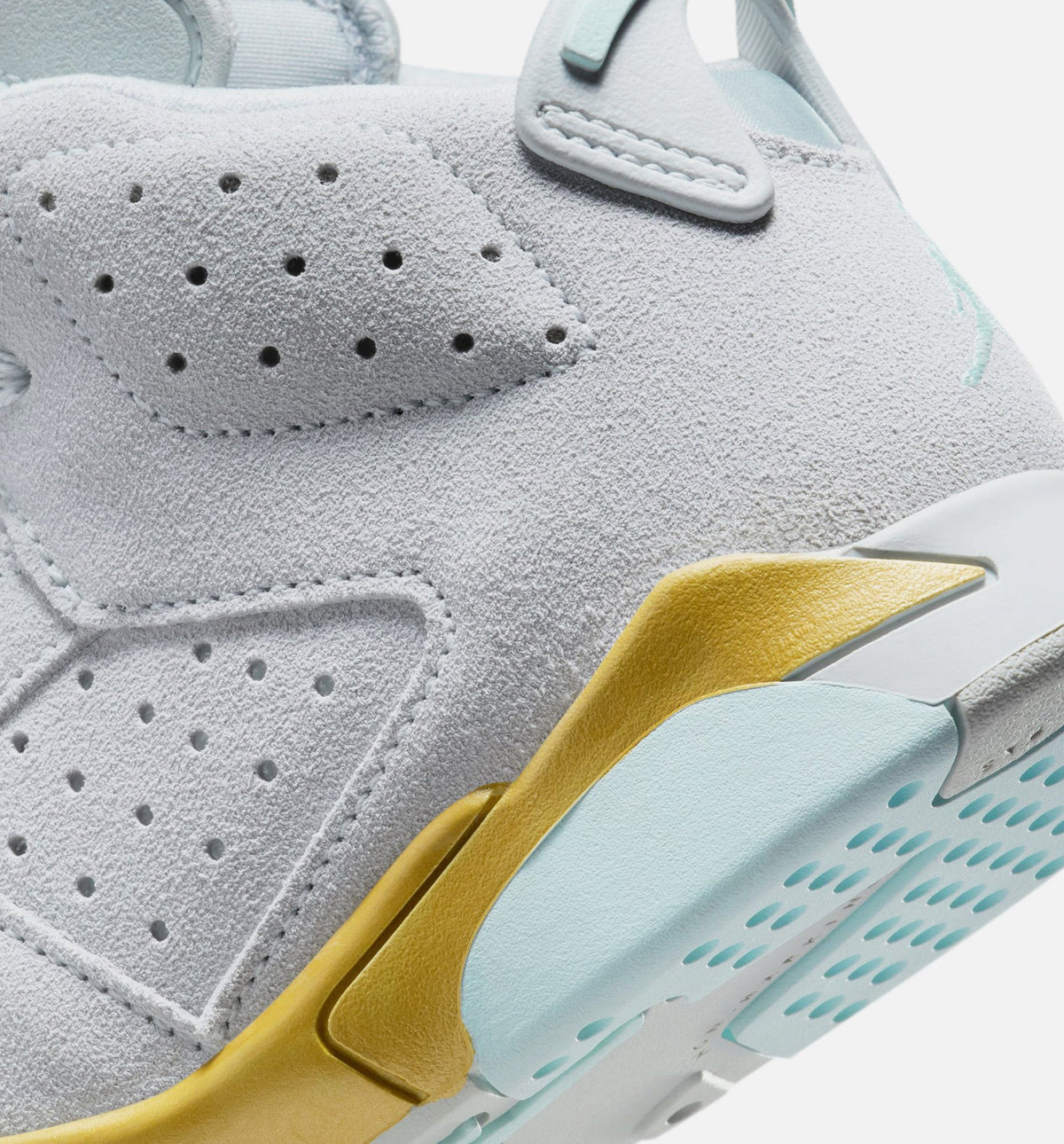 Air Jordan 6 Retro Pearl - 学前儿生活方式运动鞋（纯铂/冒川蓝/金属金）