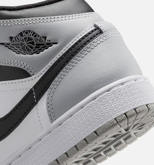 Air Jordan 1 Mid - 青少年生活方式运动鞋（白/淡烟灰/黑）