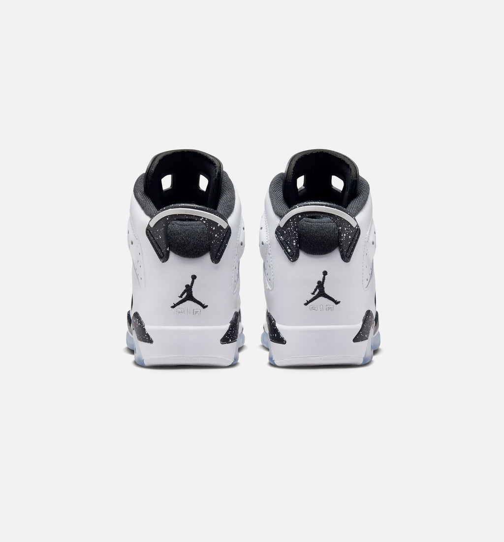 Air Jordan 6 Retro Black And White 小学生生活方式运动鞋 - 黑色/白色