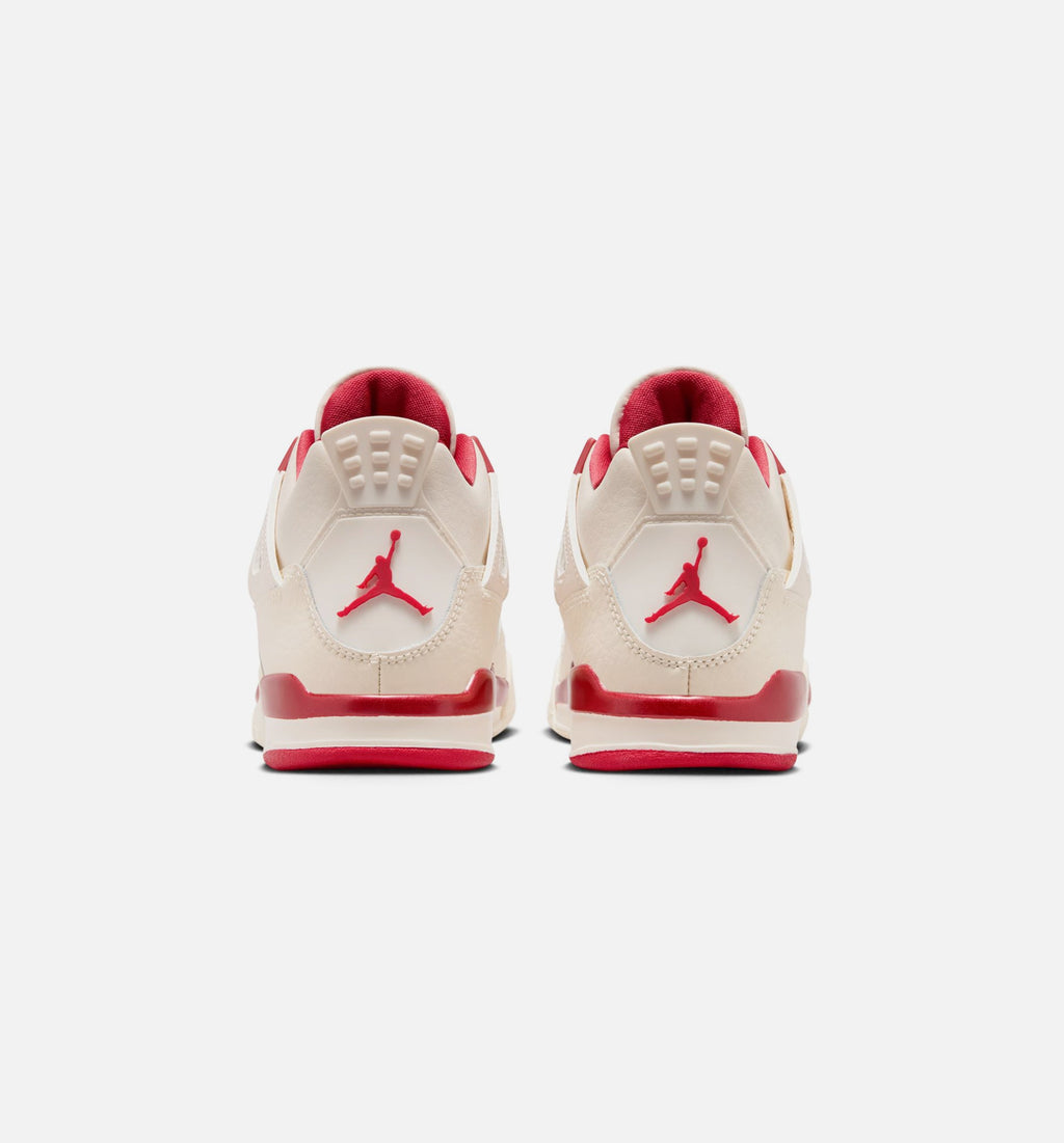 Air Jordan 4 Retro Valentine's Day 学前儿童生活方式运动鞋 - 淡象牙/閅山红/激红