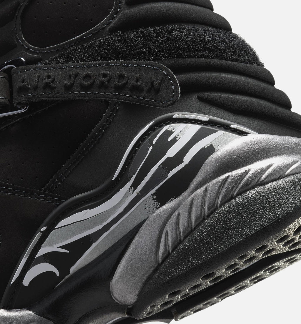 Air Jordan 8 Retro Chrome Black And Light Graphite 小学生生活方式运动鞋 - 黑色/白色/淡石墨
