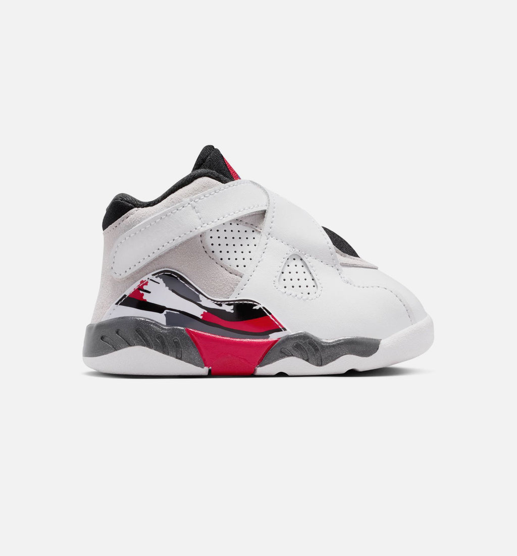 Air Jordan 8 Retro White And True Red 婴幼儿生活方式运动鞋 - 白色/黑色/纯红