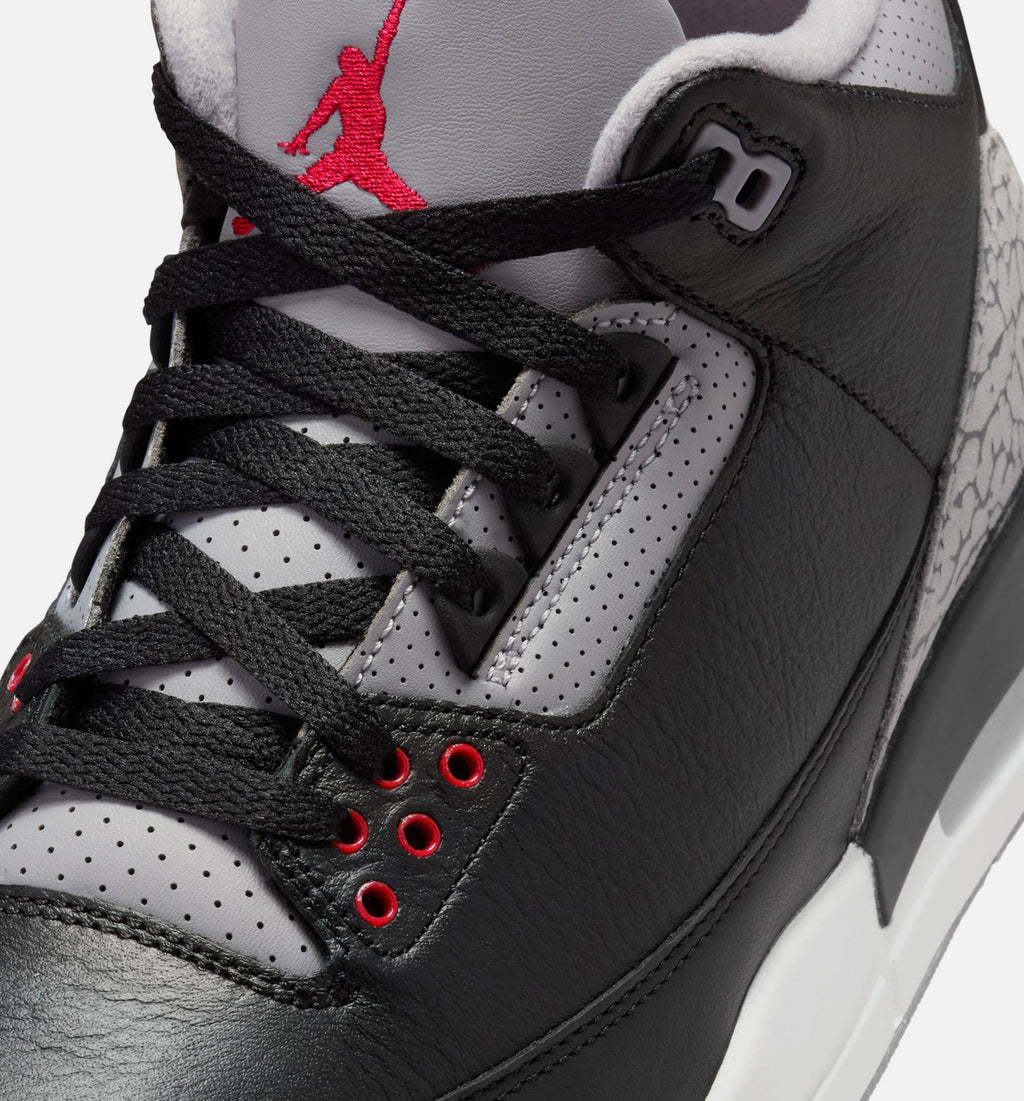 Air Jordan 3 Retro Black Cement - 男款生活方式运动鞋（黑/火焰红/水泥灰/峰白）