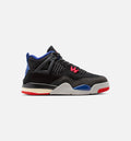 Air Jordan 4 Retro Rare Air 学前儿童生活方式运动鞋 - 黑色/火焰红/深皇家蓝