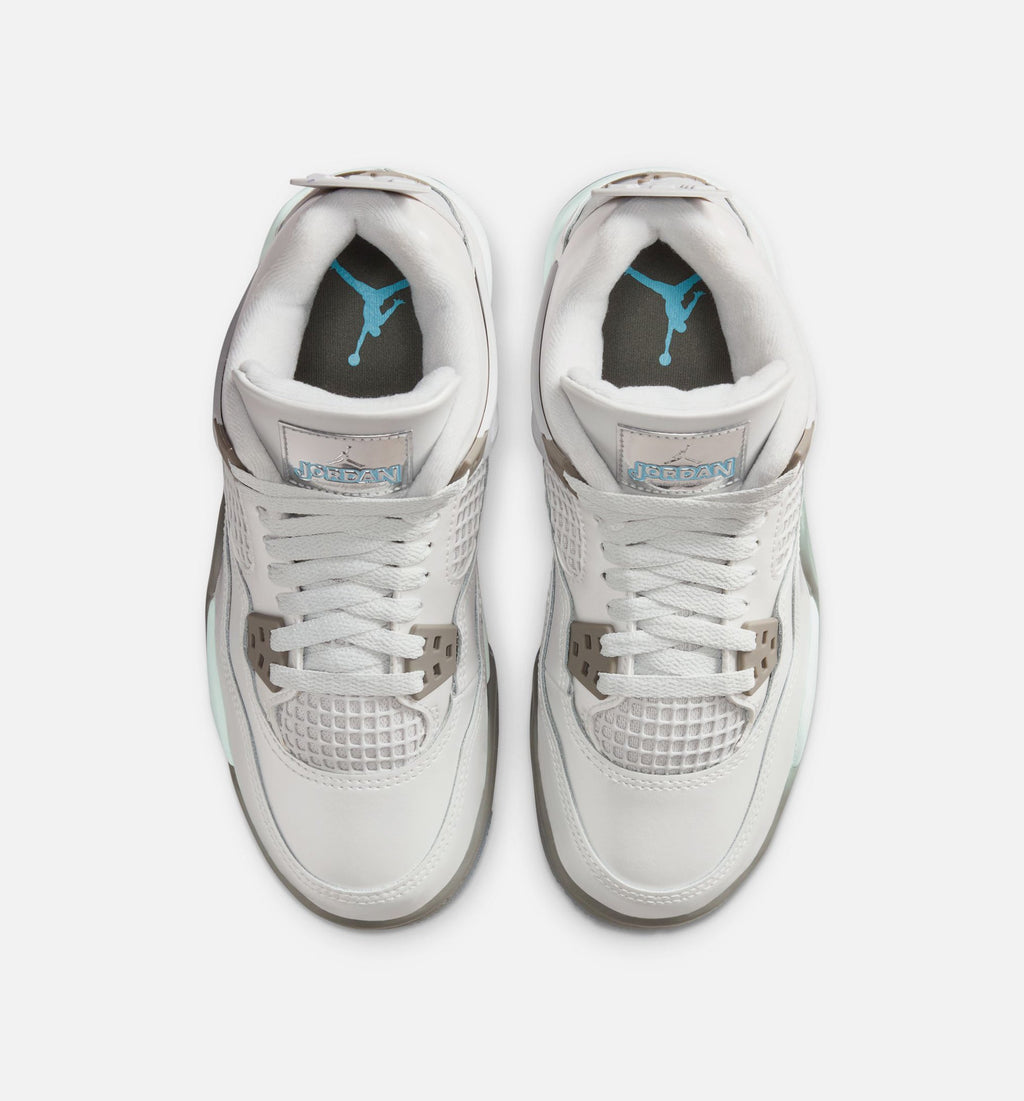 Air Jordan 4 Retro Blue Chill 小学生生活方式运动鞋 - 光子灰/冰蓝/铅灰/白色/蓝色淡