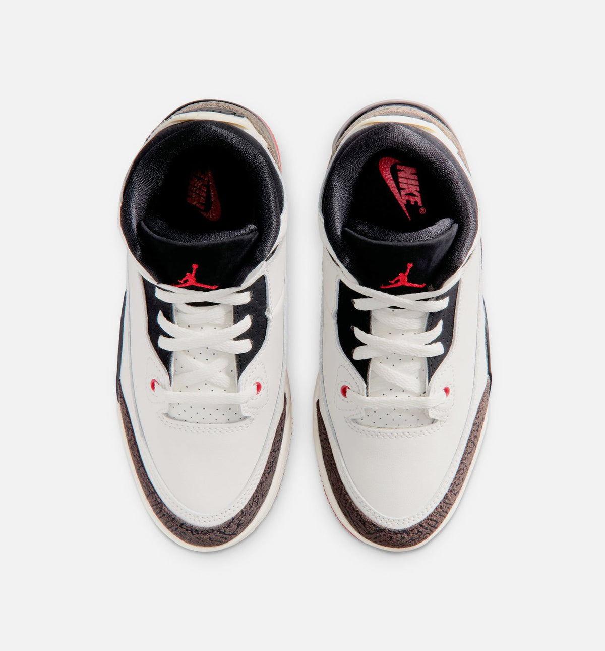 Air Jordan 3 Retro Sail and University Red - 学前儿生活方式运动鞋（帆布白/黑/大学红/淡象牙）