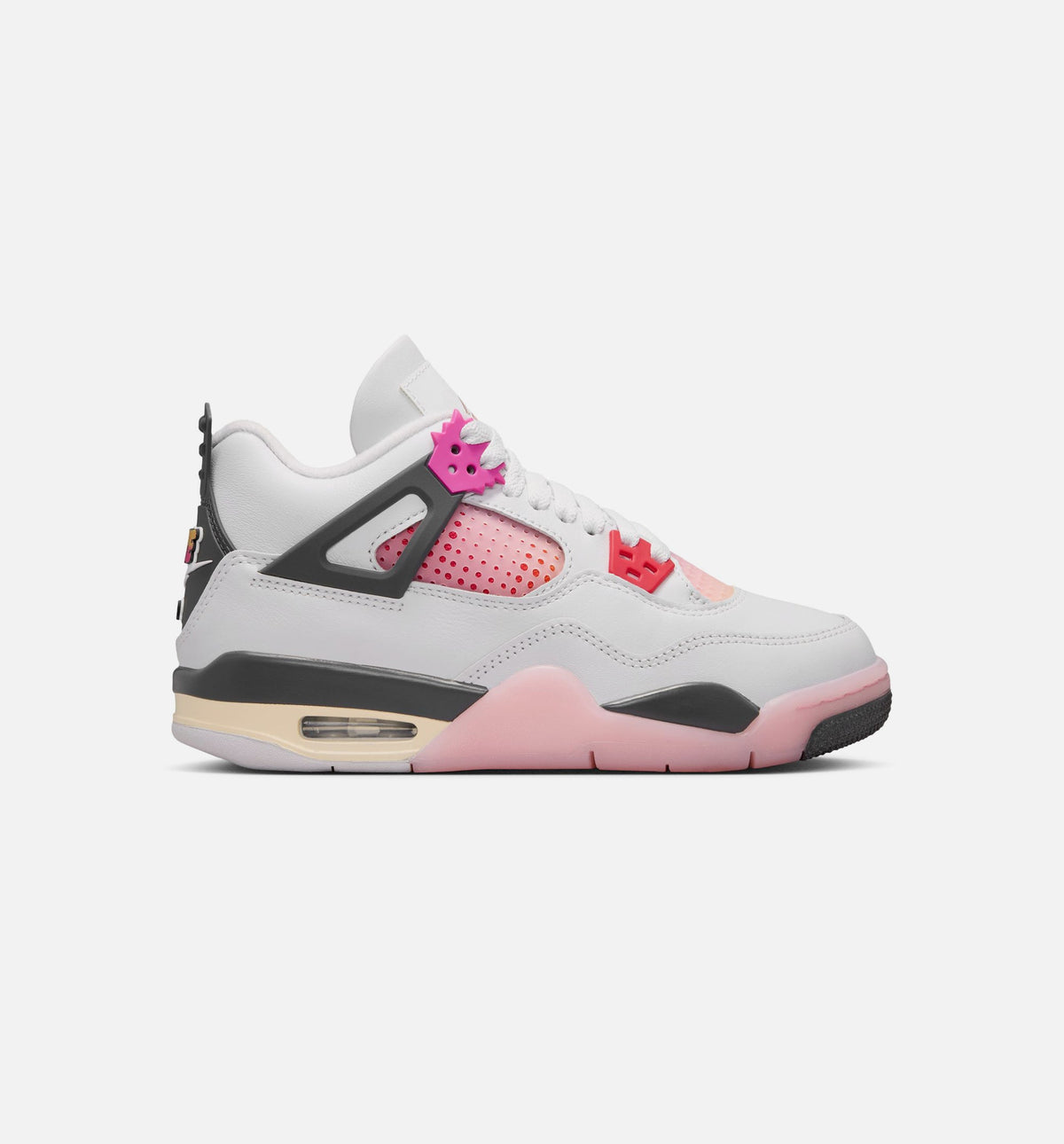 Air Jordan 4 Retro Comic 小学生生活方式运动鞋 - 脱白/火焰粉/深灰