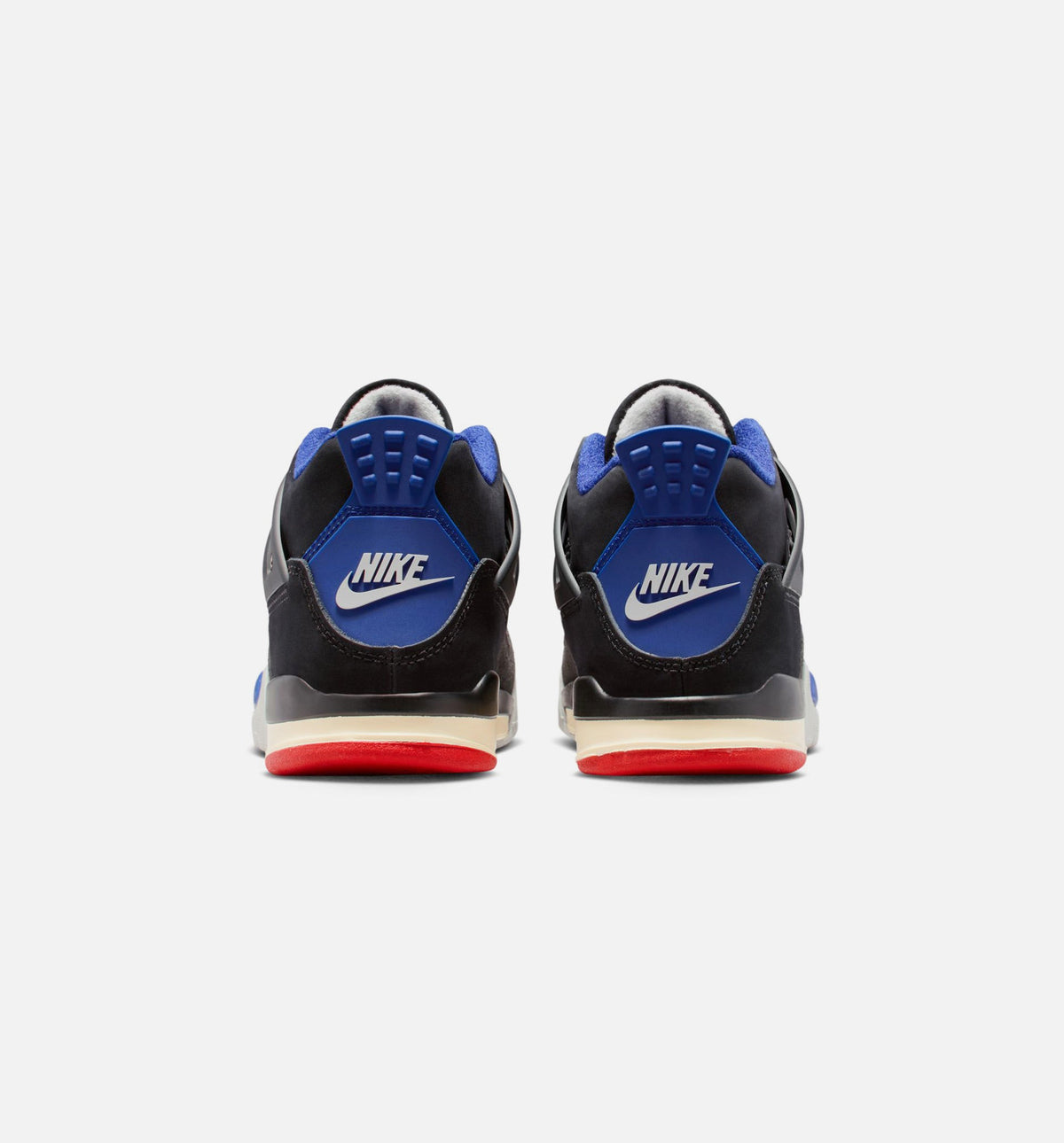 Air Jordan 4 Retro Rare Air 学前儿童生活方式运动鞋 - 黑色/火焰红/深皇家蓝