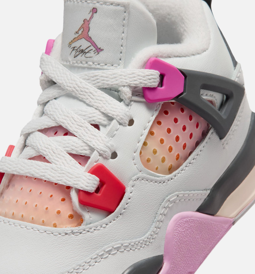 Air Jordan 4 Retro Comic 婴幼儿生活方式运动鞋 - 脱白/火焰粉/深灰