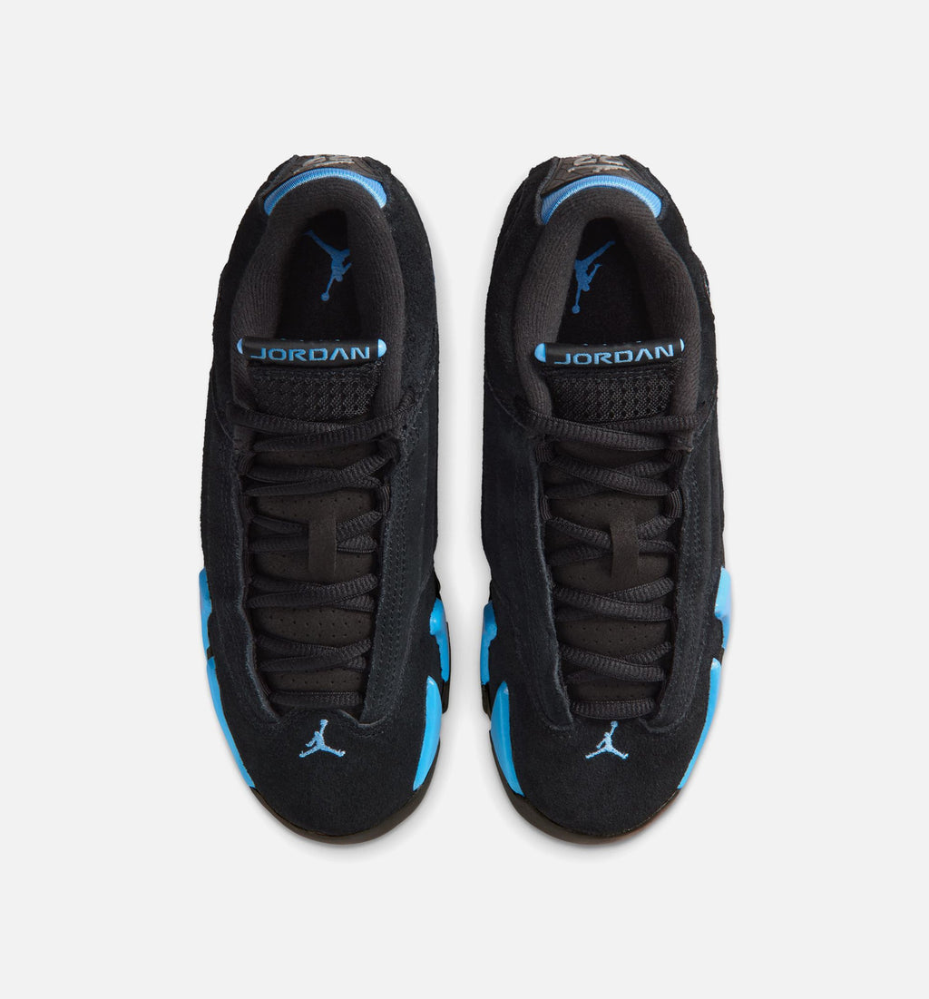 Air Jordan 14 Retro Black University Blue 大童生活方式运动鞋 - 黑色/白色/学院蓝