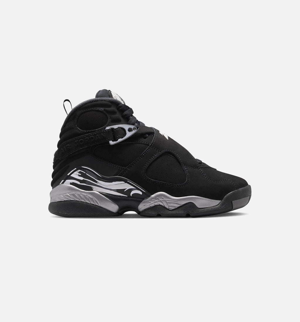Air Jordan 8 Retro Chrome Black And Light Graphite 小学生生活方式运动鞋 - 黑色/白色/淡石墨